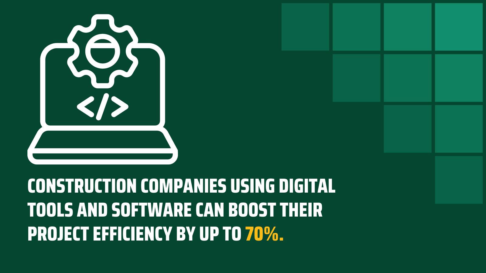 construction companies using digital  tools and software can boost their  project efficiency by up to 70%